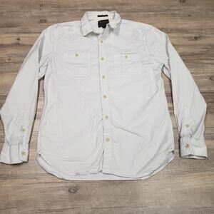 Lucky Brand Shirt Mens Medium White Long Sleeve Saturday Stretch Button Up